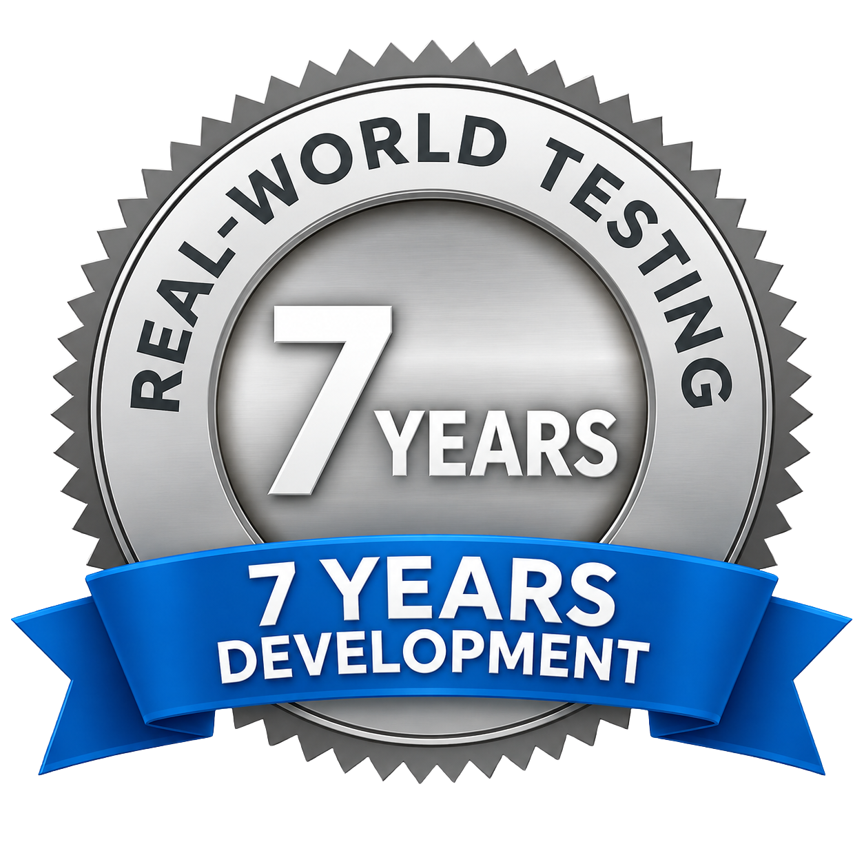Seven years development and real-world testing badge