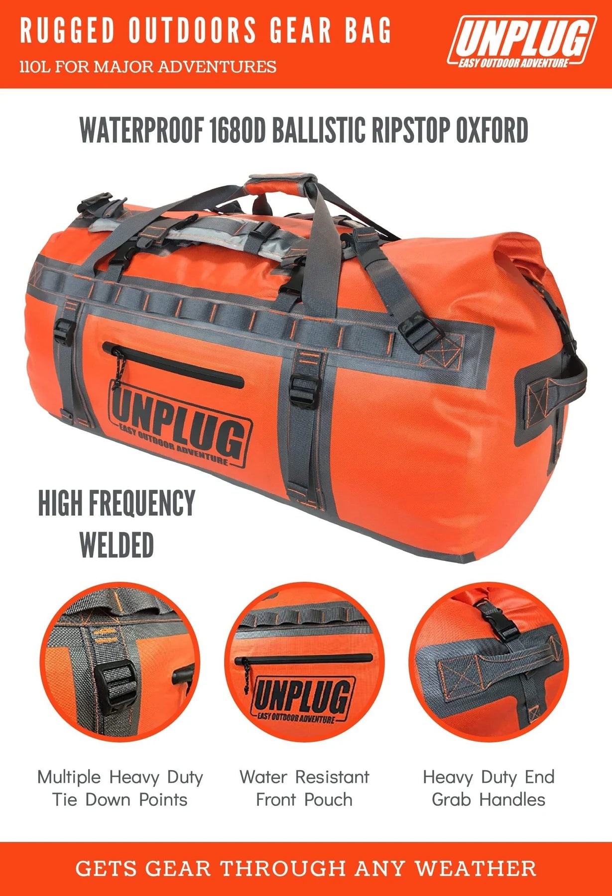 UNPLUG 110L Ultimate Adventure Bag Waterproof Duffel Bag UNPLUG
