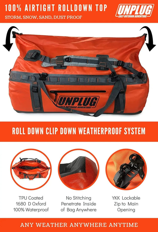 Large waterproof top duffel bag
